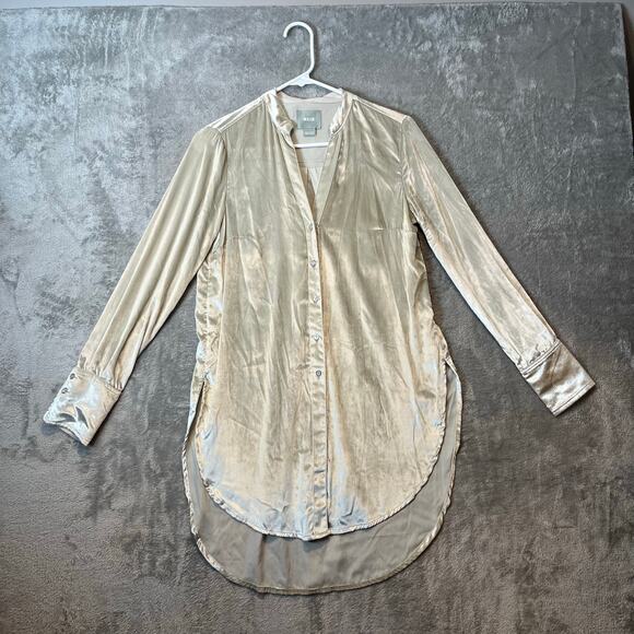 Anthropologie Maeve Metallic‎ Crushed Velvet Tunic Oversized Sz 0 - Picture 1 of 7
